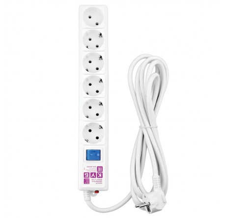 Сетевой фильтр Power Cube 3,0 м 6 розеток (белый) 16А/3,5кВт Power Cube - krestsy-experts.ru – фото 1