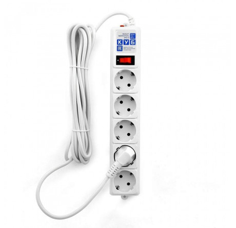 Сетевой фильтр Power Cube SPG-B-15-WHITE 5,0 м 5 розеток белый 1 Power Cube - krestsy-experts.ru – фото 1