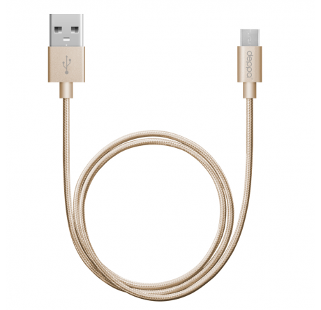 Deppa Alum USB Type-C - USB Type-C, алюминий/нейлон, USB 2.0, 3A, 1.2м, 1.2м, золото, Deppa 7 Кабель DEPPA - krestsy-experts.ru – фото 1