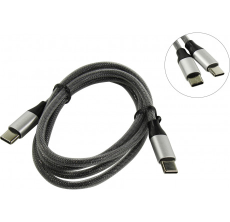 Deppa Alum USB Type-C - USB Type-C, алюминий/нейлон, USB 2.0, 3A, 1.2м, графит, Deppa 72248 Кабель  DEPPA - krestsy-experts.ru – фото 1
