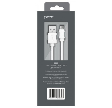 PERO DC-03 micro-USB, 2А, 2м, белый Дата-кабель  PERO - krestsy-experts.ru – фото 1