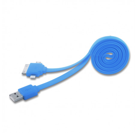 Harper CCH-401 blue Кабель USB на 3: microUSB + 30pin + Lightning; 0,3 м HARPER - krestsy-experts.ru – фото 1