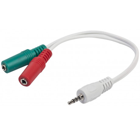 Gembird CCA-417W, джек3.5 4pin->джек3.5 стерео + 3.5 микрофон моно, длина 20см, белый	 Кабель  GEMBIRD - krestsy-experts.ru – фото 1