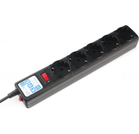Сетефой фильтр Power Cube SPG5-10M 10 м 5 розеток черный графит  Power Cube - krestsy-experts.ru – фото 1