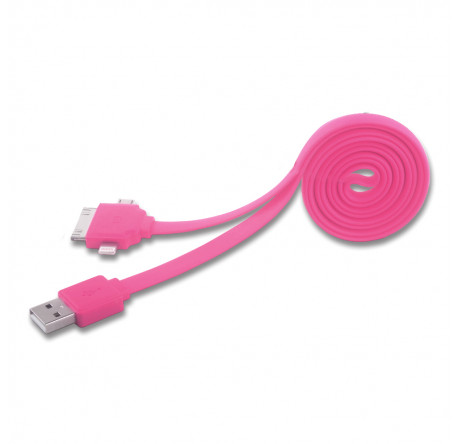 Harper CCH-401 pink Кабель USB на 3: microUSB + 30pin + Lightning; 0,3 м HARPER - krestsy-experts.ru – фото 1