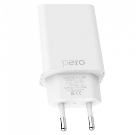PERO TC02 2USB 2.1A белый СЗУ  PERO - krestsy-experts.ru – фото 1
