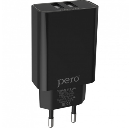 PERO TC02 2USB 2.1A черный СЗУ  PERO - krestsy-experts.ru – фото 1