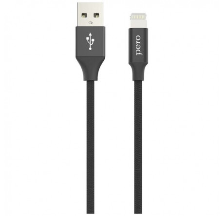 PERO DC-03 8-pin Lightning, 2А, 1м, черный Дата-кабель  PERO - krestsy-experts.ru – фото 1