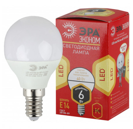 ECO LED P45-6W-827-E14 ЭРА ЭРА - krestsy-experts.ru – фото 1